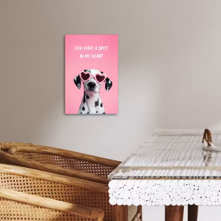 Tableau sur toile - Coeurs - Chien - Valentin - Rose — 4