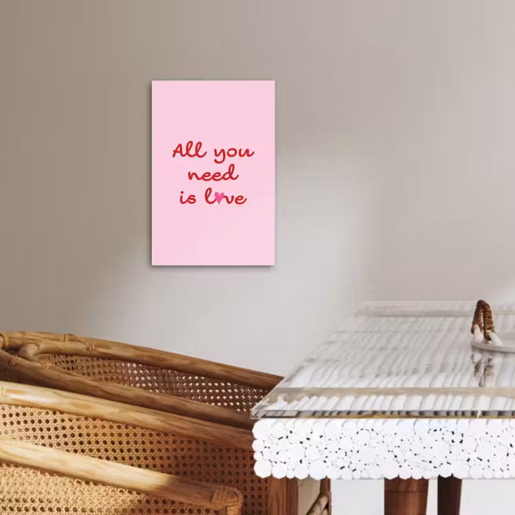 Tableau sur toile - Texte - Rose - Amour - Coeur — 1