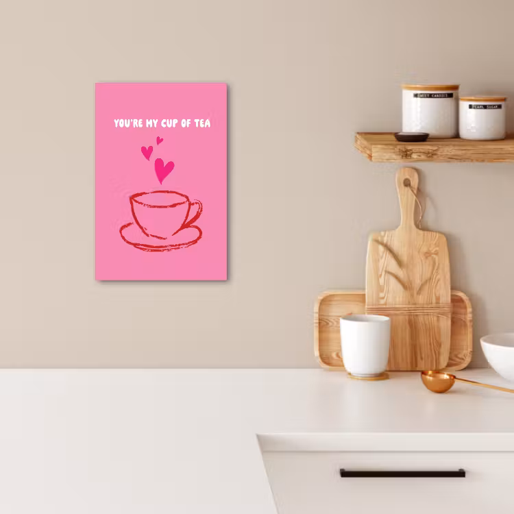 Tableau sur toile - Thé - Rose - Valentin - Texte — 2
