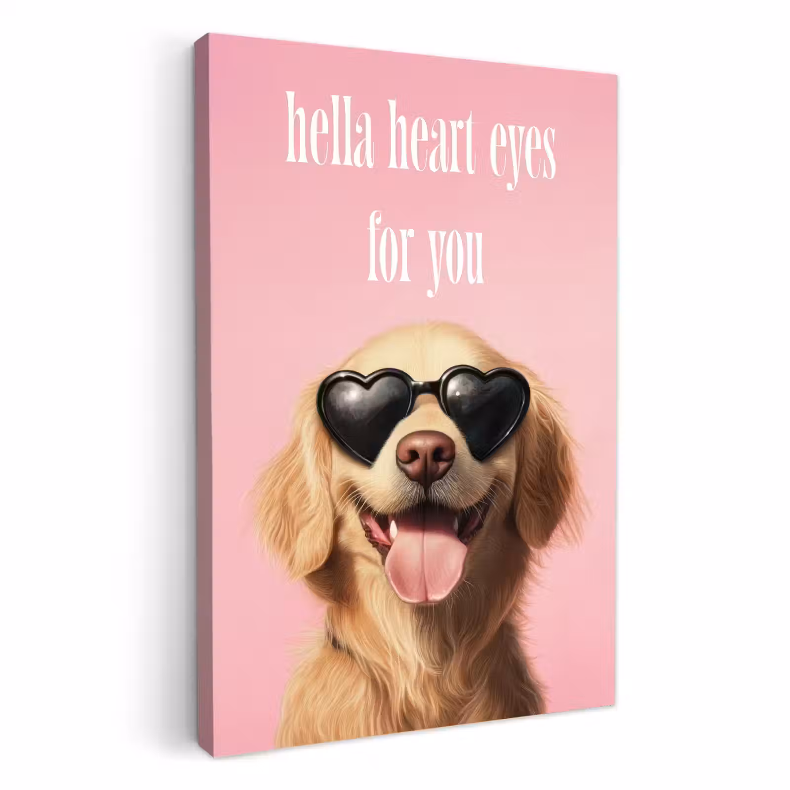 Tableau sur toile - Lunettes de soleil - Cœurs - Chien - Valentin — 1
