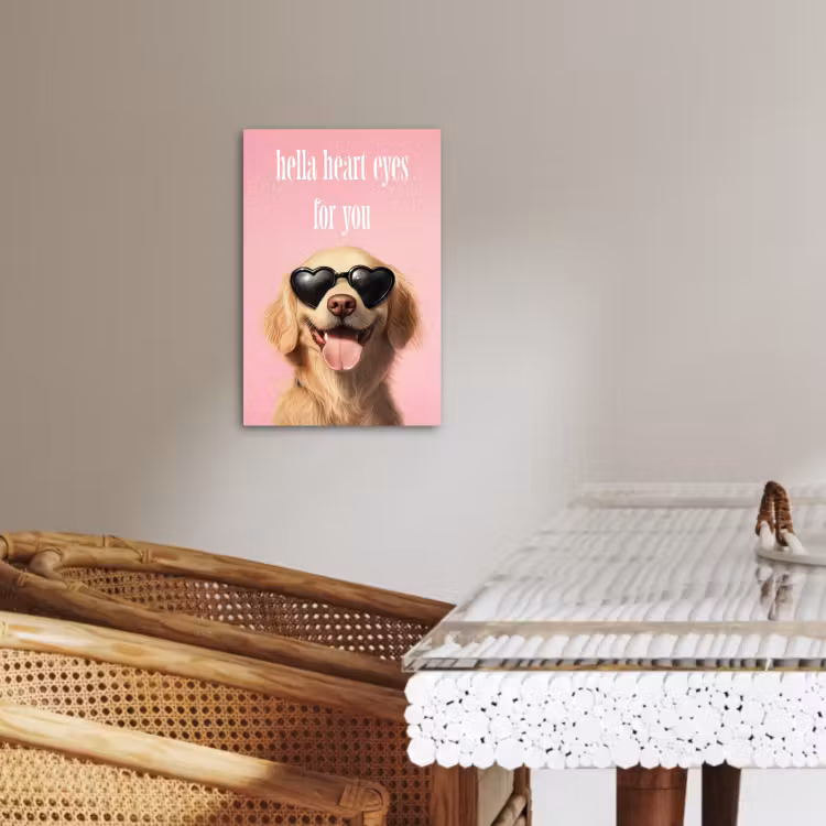 Tableau sur toile - Lunettes de soleil - Cœurs - Chien - Valentin — 3