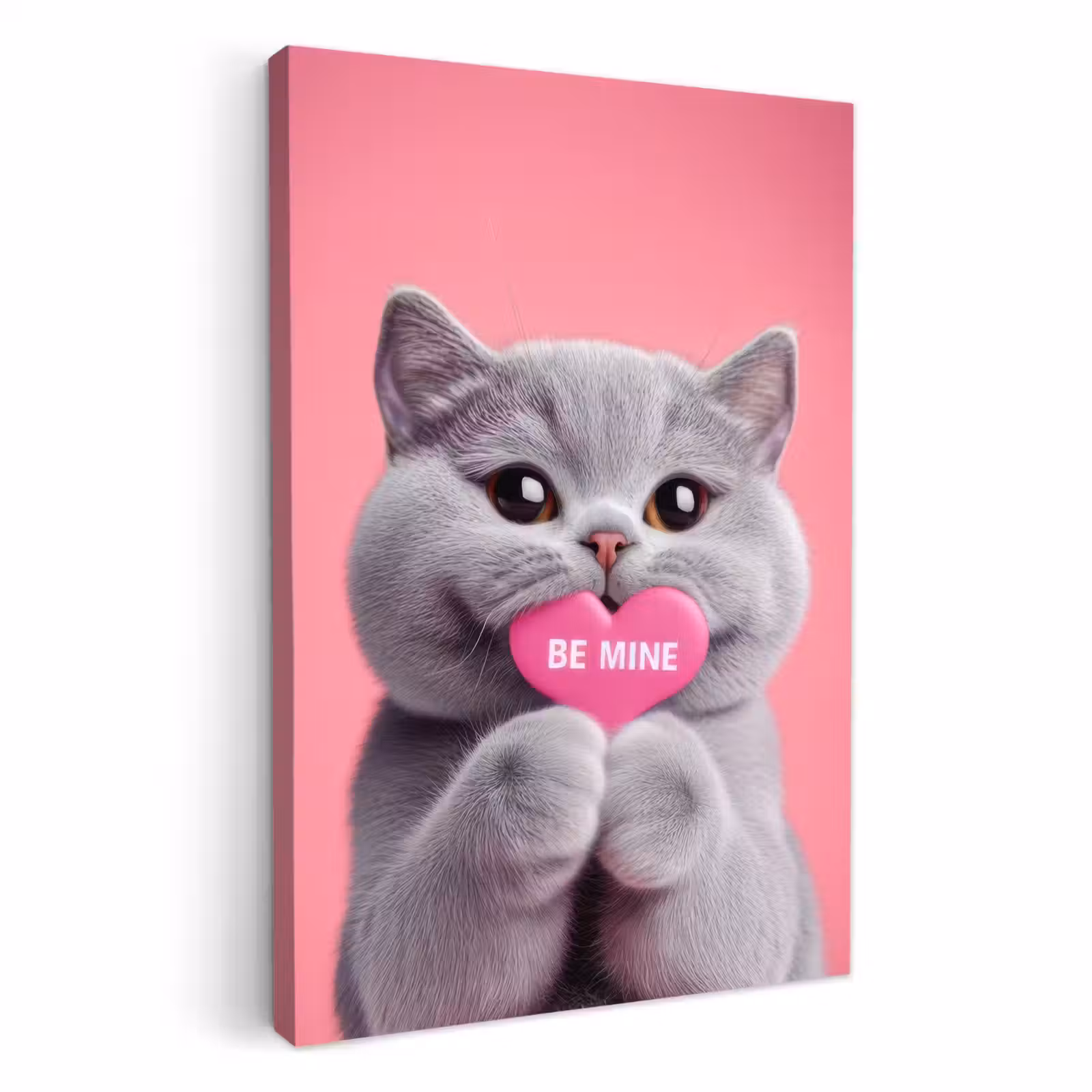 Tableau sur toile - Chat - Valentin - Rose - Amour — 1