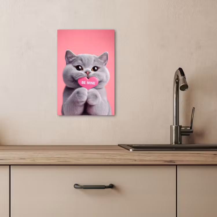 Tableau sur toile - Chat - Valentin - Rose - Amour — 4