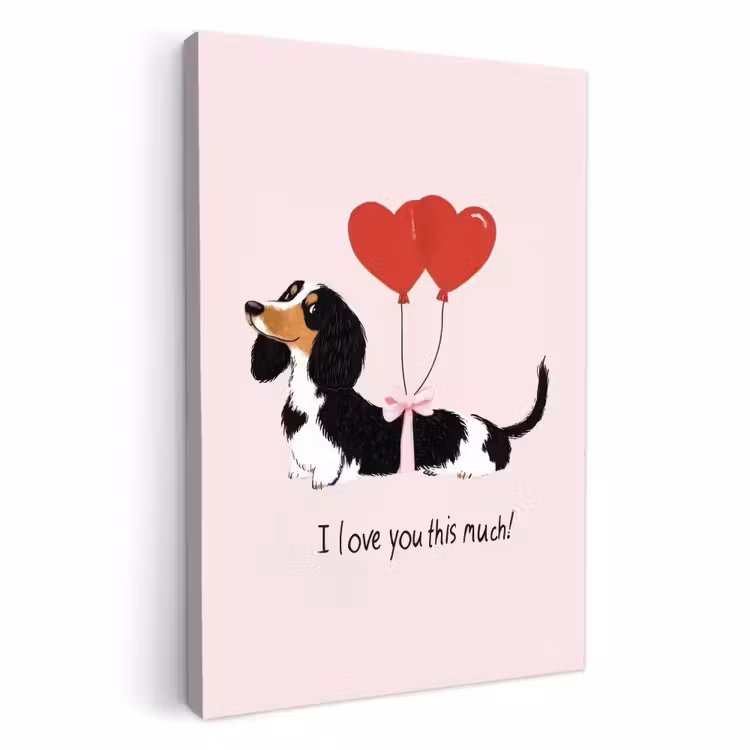 Tableau sur toile - Chien - Teckel - Valentin - Amour — 1