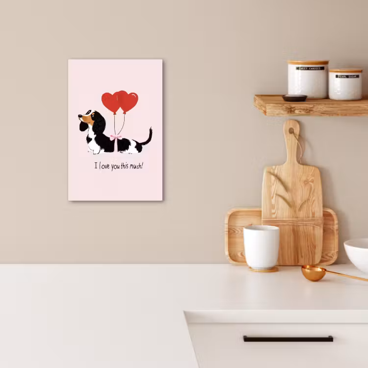 Tableau sur toile - Chien - Teckel - Valentin - Amour — 3