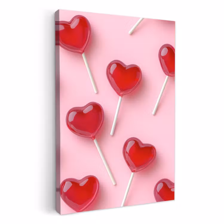 Tableau sur toile - Sucettes - Coeurs - Rose — 2