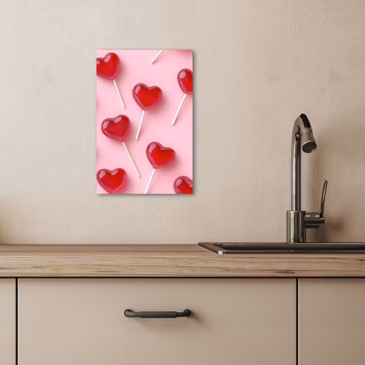 Tableau sur toile - Sucettes - Coeurs - Rose — 3