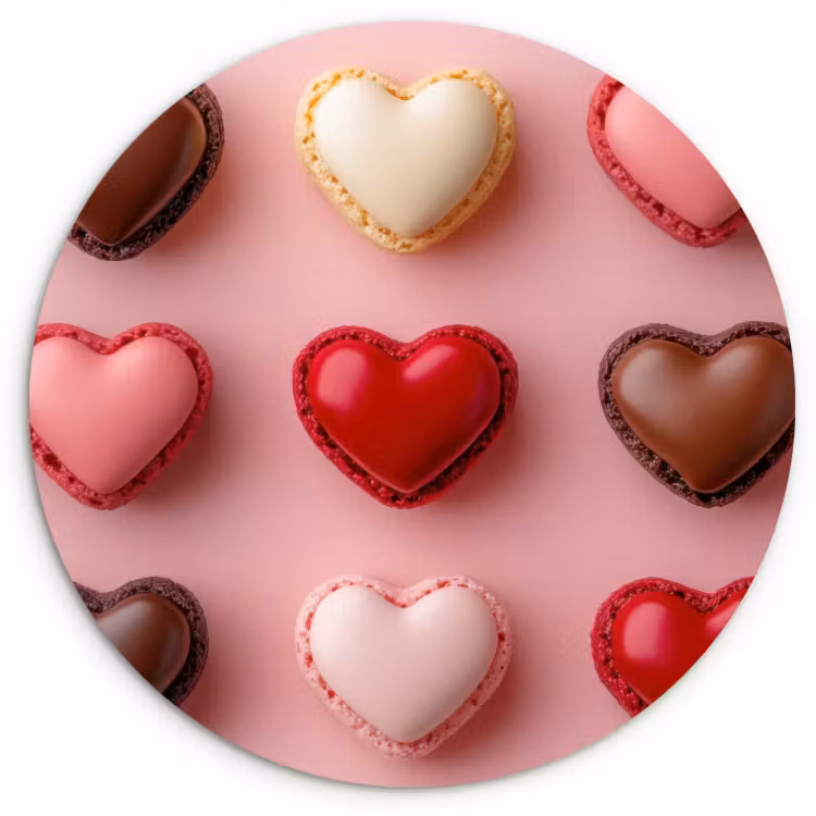Tableau rond - Macarons - Coeurs - Colorés - Rose — 1