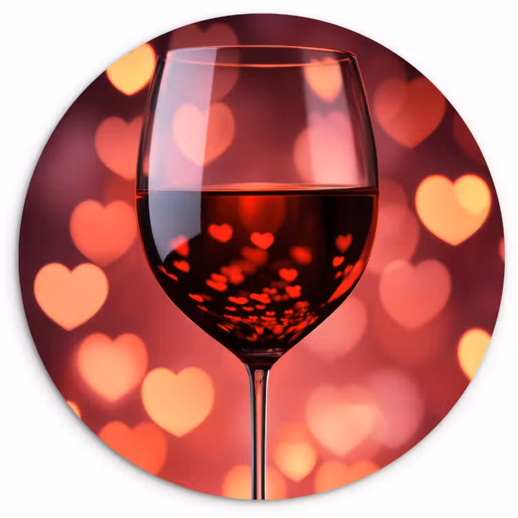Tableau rond - Rouge - Vin - Coeurs — 1