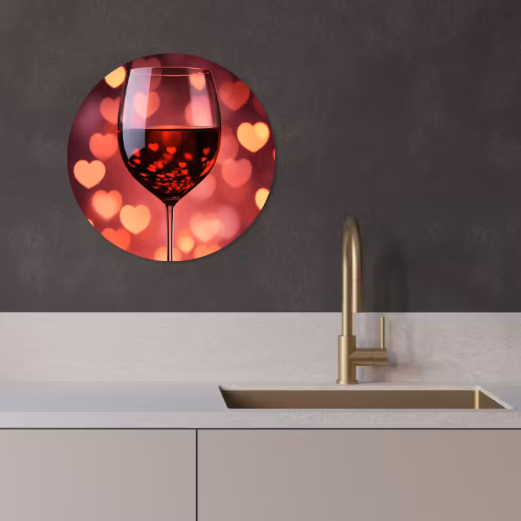 Tableau rond - Rouge - Vin - Coeurs — 3