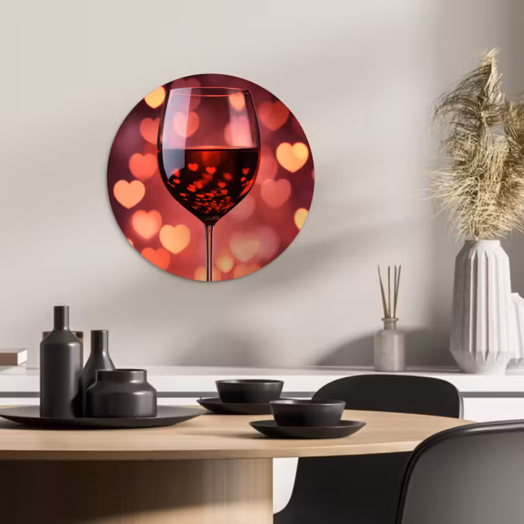 Tableau rond - Rouge - Vin - Coeurs — 4