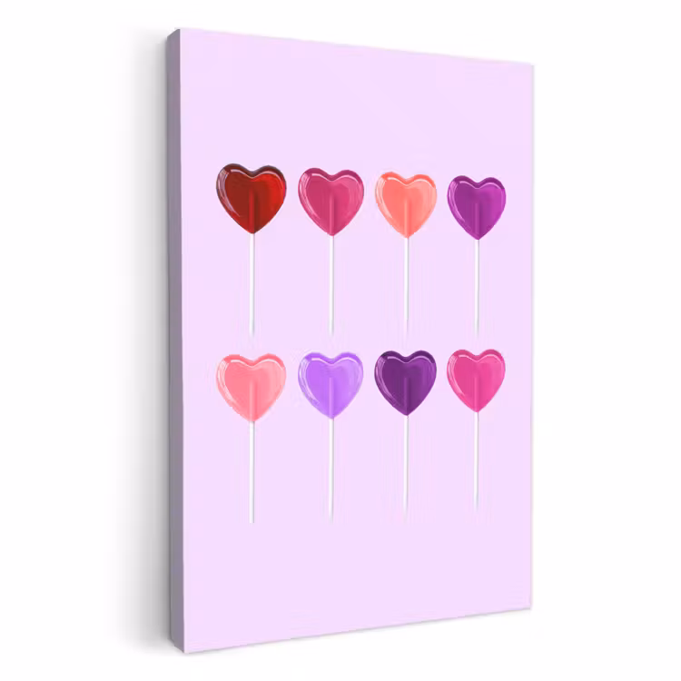 Tableau sur toile - Sucette - Coeur - Rose - Bonbons — 1