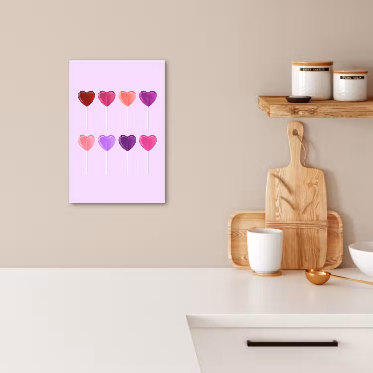 Tableau sur toile - Sucette - Coeur - Rose - Bonbons — 2