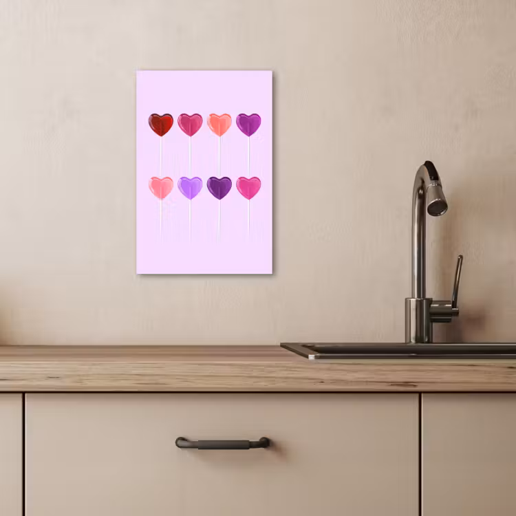 Tableau sur toile - Sucette - Coeur - Rose - Bonbons — 4