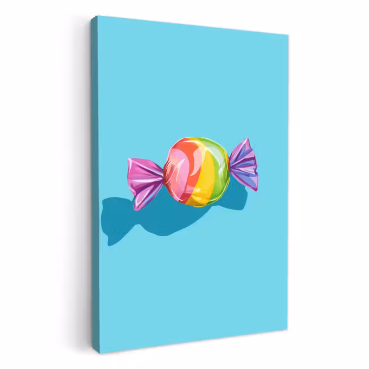 Tableau sur toile - Bleu - Bonbons - Arc-en-ciel — 1