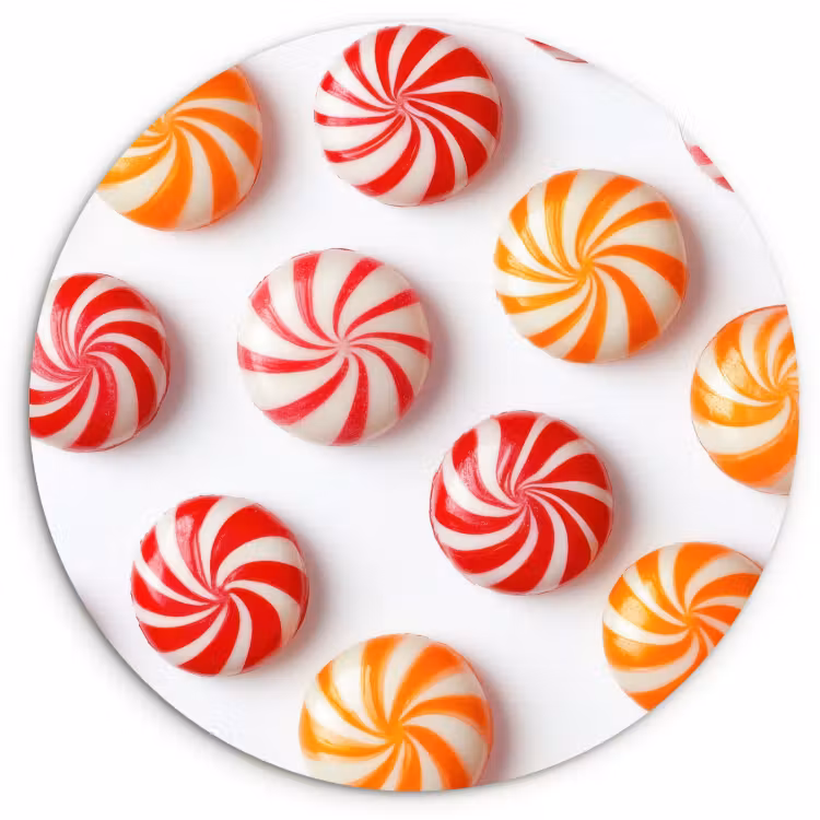 Tableau rond - Bonbons - Motif - Rouge - Orange — 1