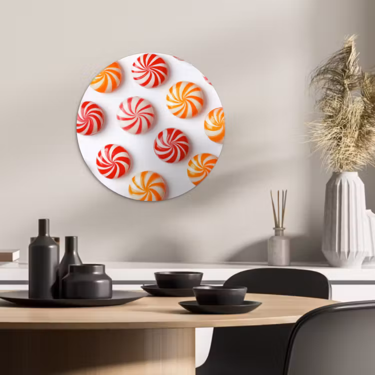 Tableau rond - Bonbons - Motif - Rouge - Orange — 3