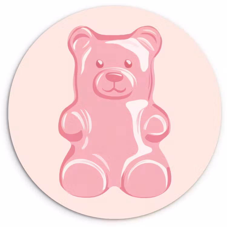 Tableau rond - Ours - Rose - Bonbons — 1