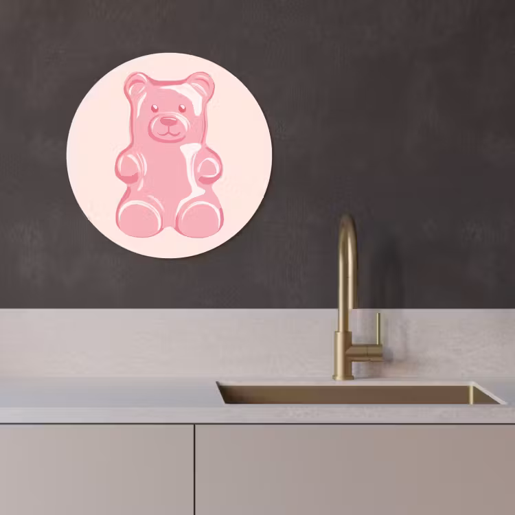 Tableau rond - Ours - Rose - Bonbons — 2