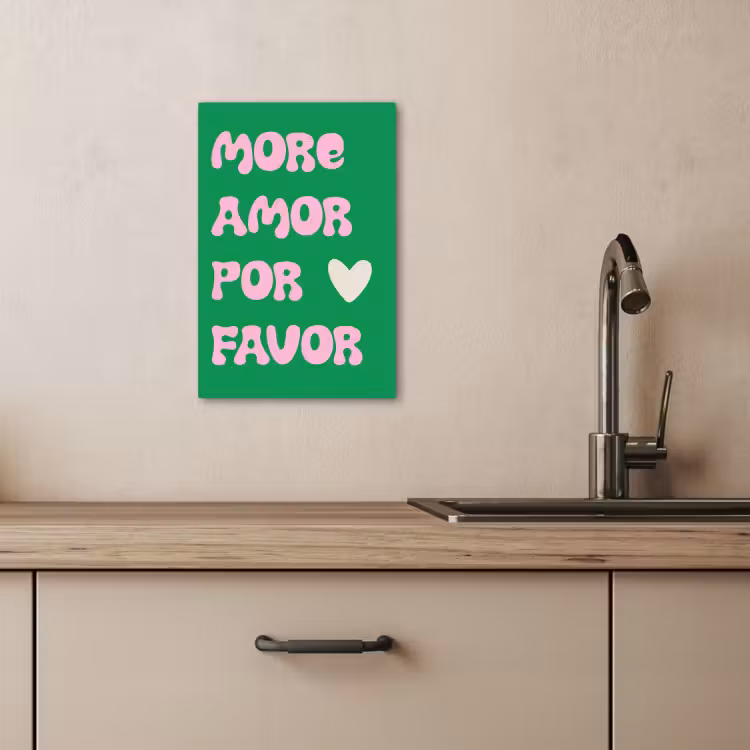 Tableau sur toile - Amor - Valentine - Vert - Texte — 1
