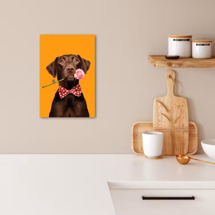 Tableau sur toile - Chien - Orange - Rose - Valentin — 4
