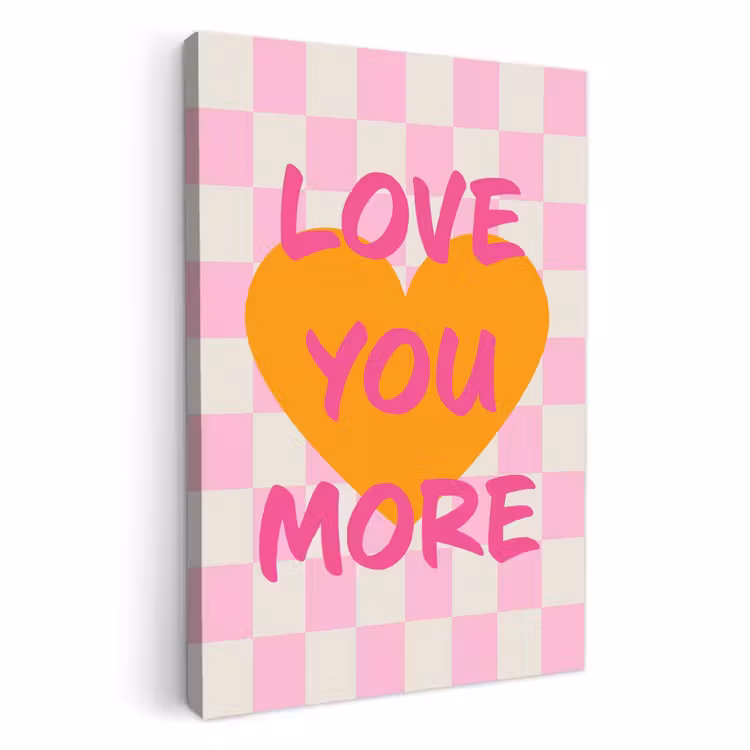 Tableau sur toile - Valentin - Amour - Rose - Orange — 1