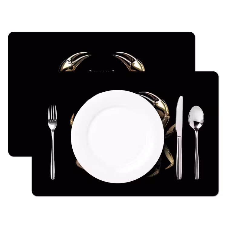 Sets de table en vinyle - Or - Crabe - Animaux - Noir — 2
