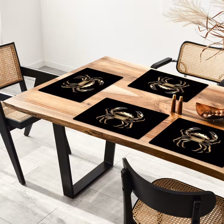 Sets de table en vinyle - Or - Crabe - Animaux - Noir — 4
