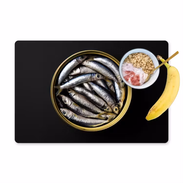 Sets de table en vinyle - Sardines - Poisson - Rond - Noir — 1