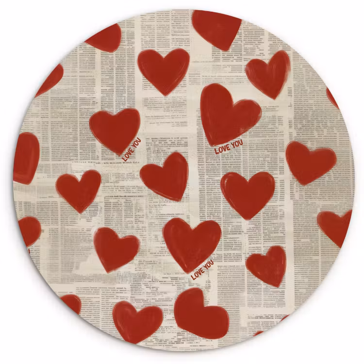 Tableau rond - Coeurs - Journal - Loveyou — 1