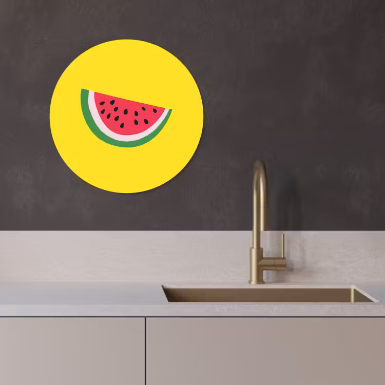 Tableau rond - Fruit - Pastèque - Jaune — 2