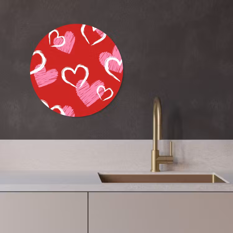 Tableau rond - Motif - Coeurs - Rose - Valentin — 2