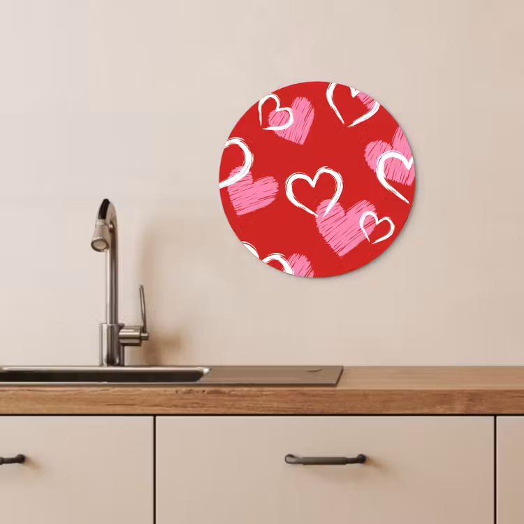 Tableau rond - Motif - Coeurs - Rose - Valentin — 3