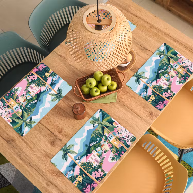 Sets de table - Coloré - Maisons - Collines - Rose — 3