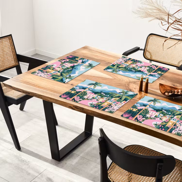 Sets de table - Coloré - Maisons - Collines - Rose — 4