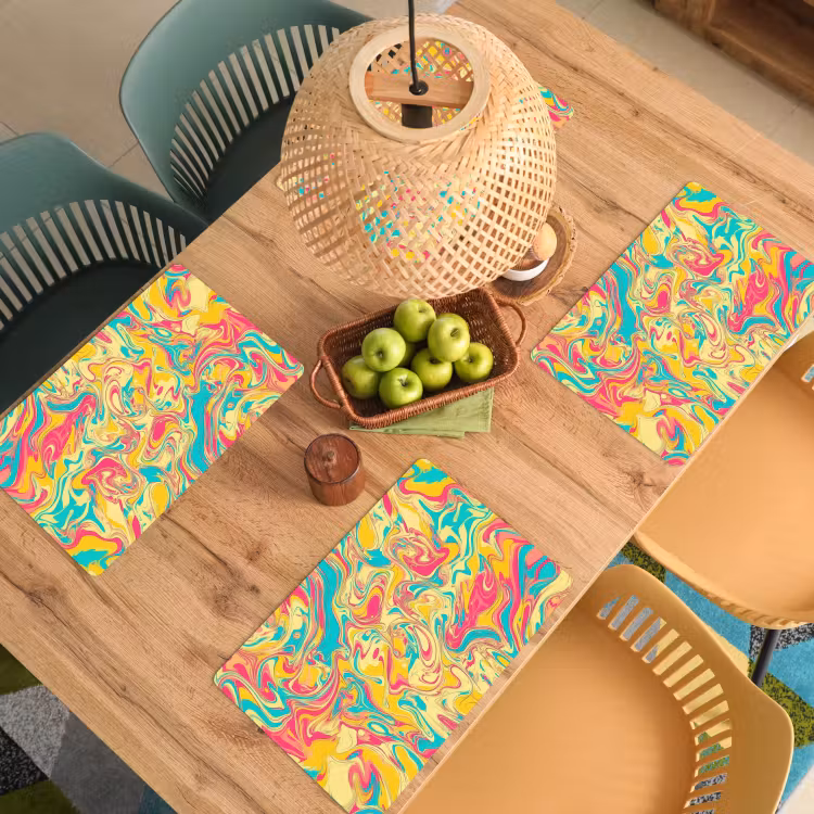 Sets de table - Jaune - Rose - Bleu - Rétro — 3