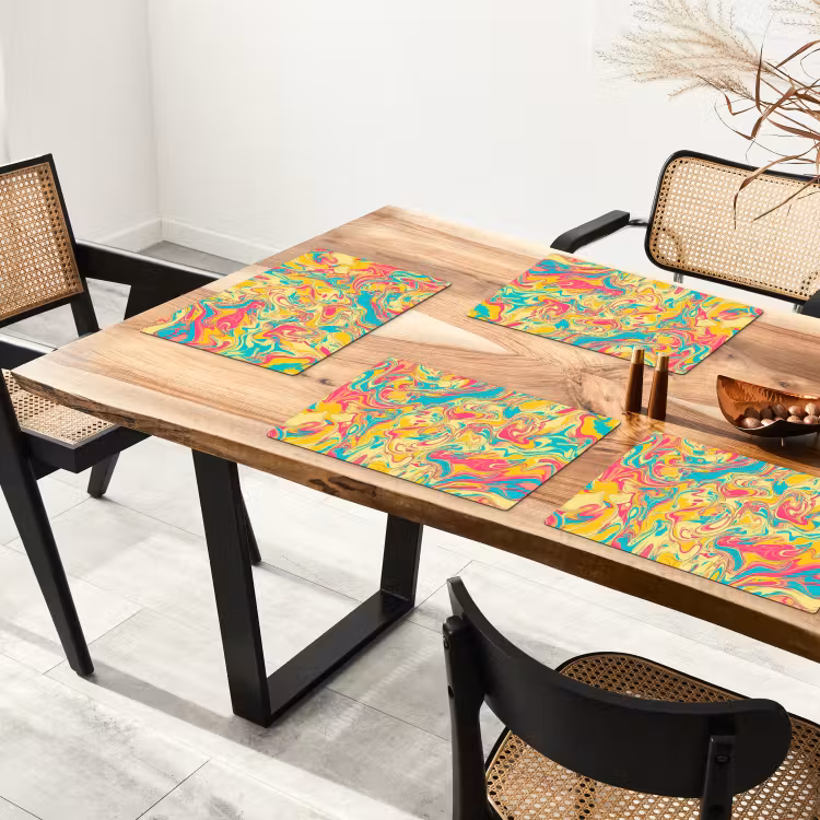 Sets de table - Jaune - Rose - Bleu - Rétro — 4