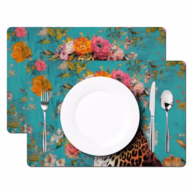 Sets de table - Léopard - Fleurs - Couronne — 2