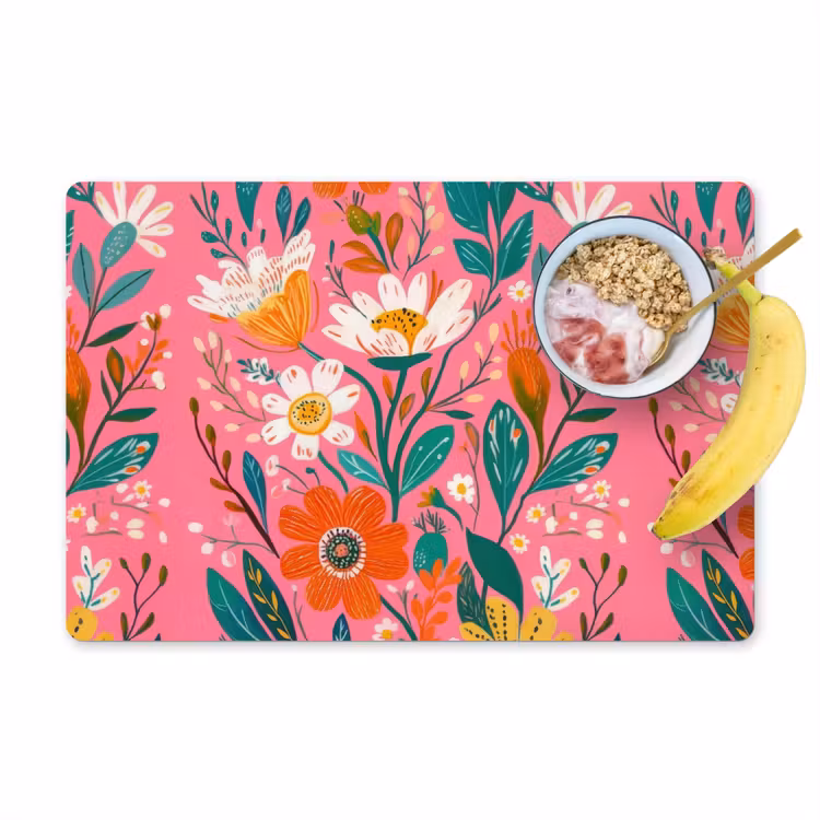 Sets de table - Rose - Fleurs - Blanc - Orange — 1
