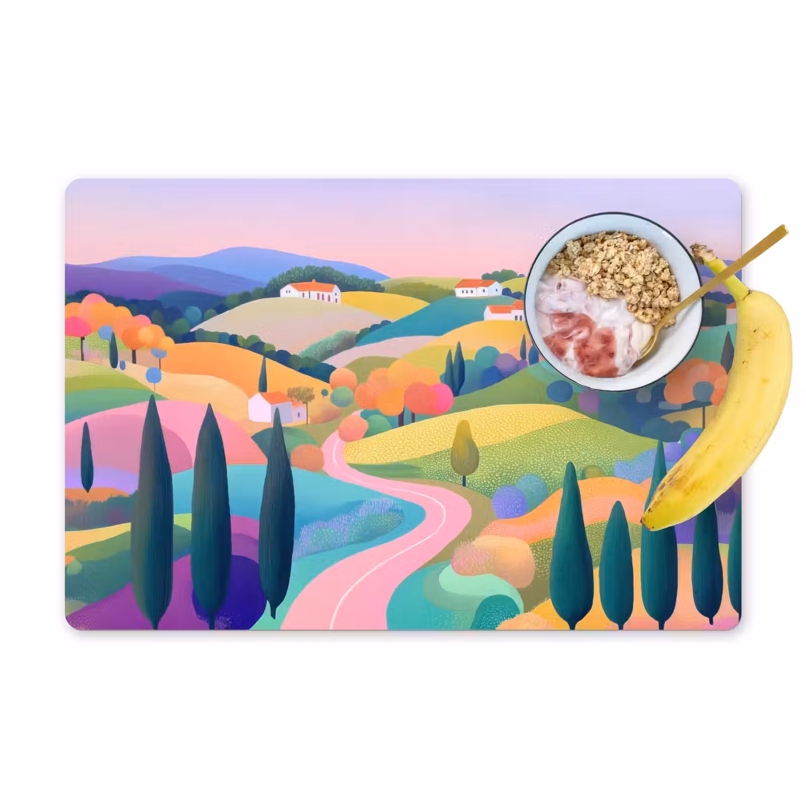 Sets de table - Paysage - Violet - Pastel - Maisons — 1
