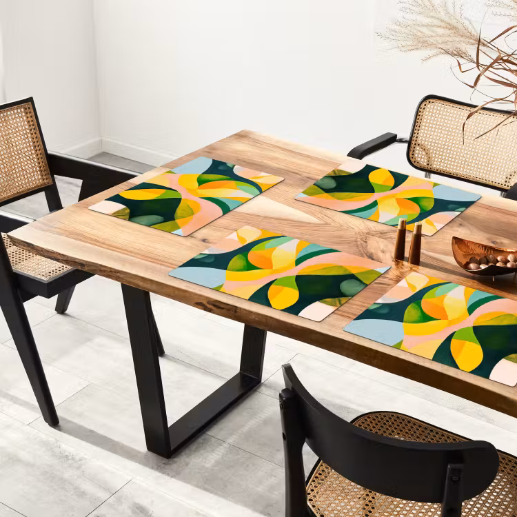 Sets de table - Abstrait - Jaune - Rose - Vert — 4