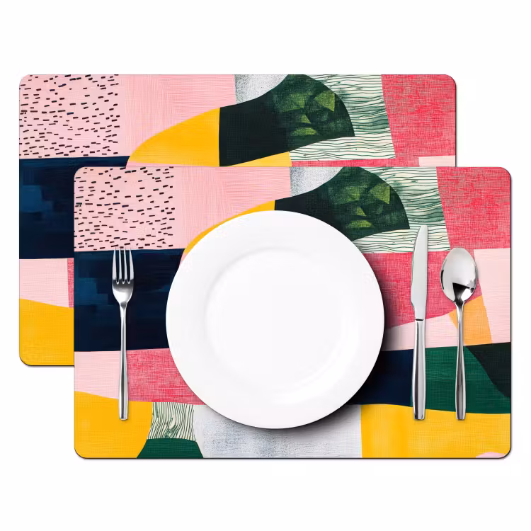 Sets de table - Abstrait - Rose - Formes - Jaune — 2