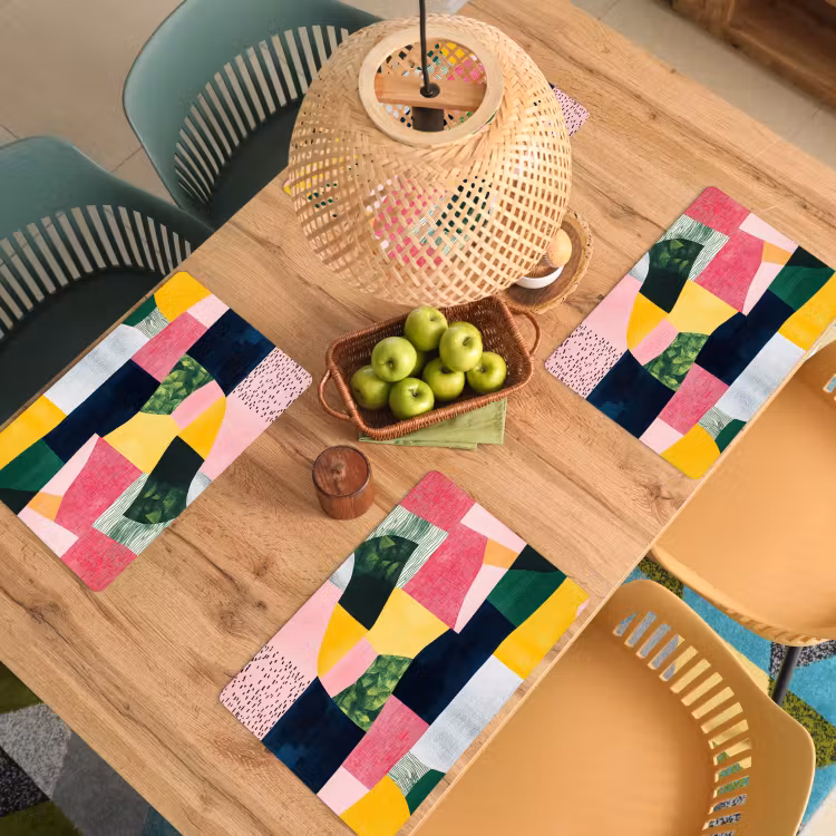 Sets de table - Abstrait - Rose - Formes - Jaune — 3