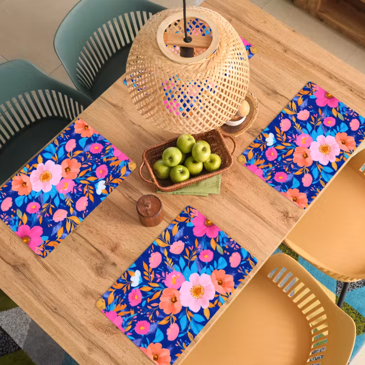 Sets de table - Fleurs - Bleu - Rose — 3