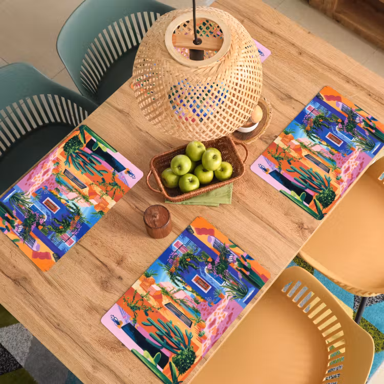 Sets de table - Jaune - Bleu - Orange - Maison — 3