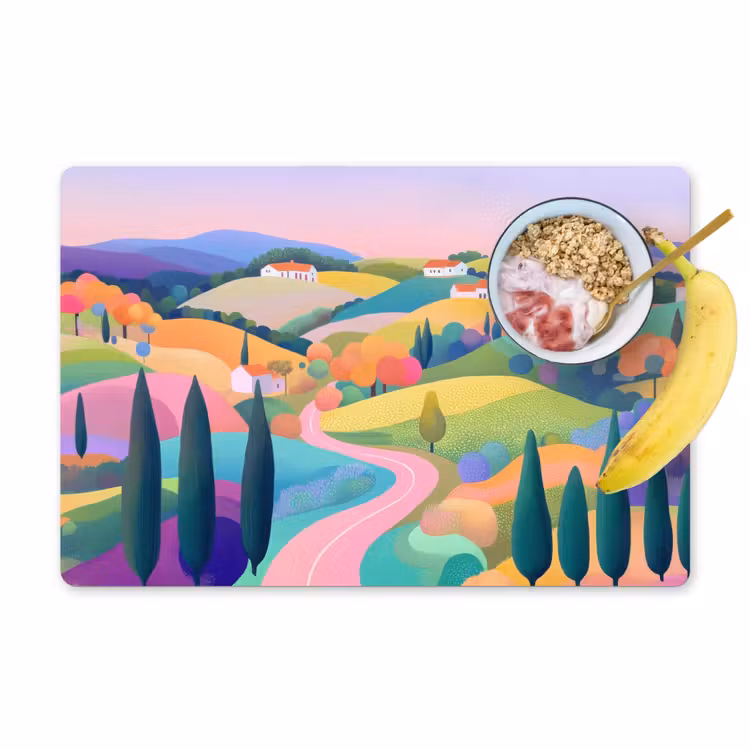 Sets de table - Paysage - Violet - Pastel - Maisons — 1