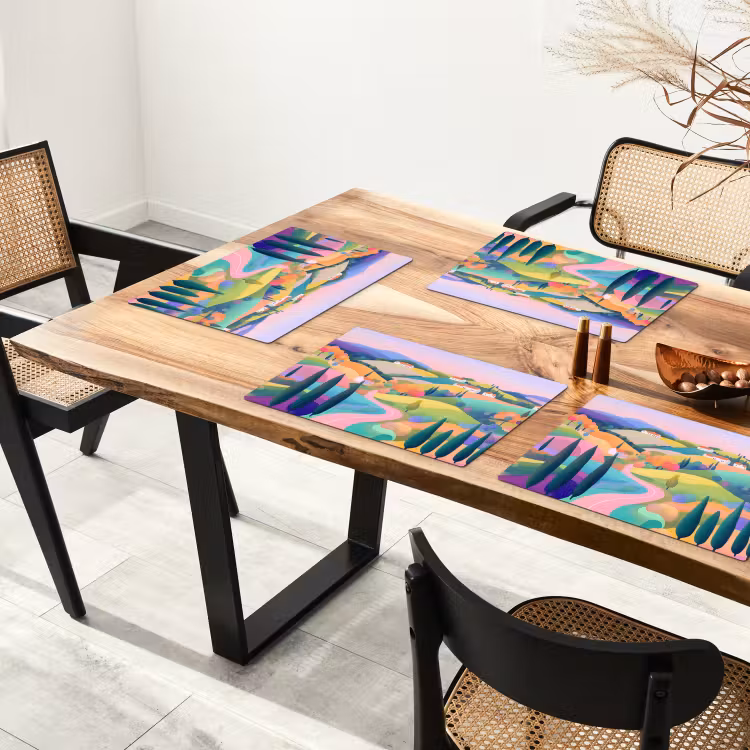 Sets de table - Paysage - Violet - Pastel - Maisons — 4