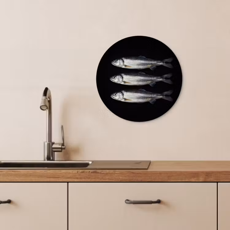 Tableau rond - Hareng - Poisson - Noir — 3