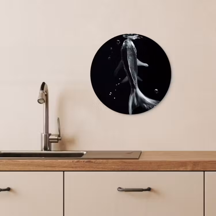 Tableau rond - Koi - Poisson - Eau - Noir — 4