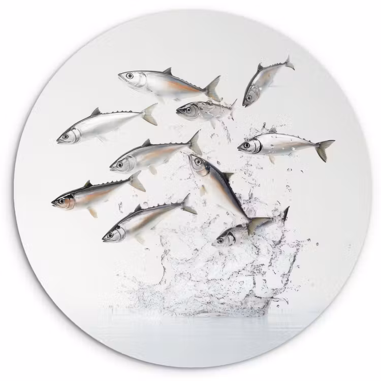 Tableau rond - Poisson - Eau - Blanc — 2